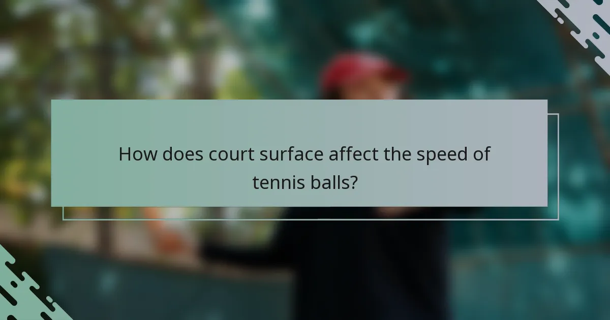 How does court surface affect the speed of tennis balls?